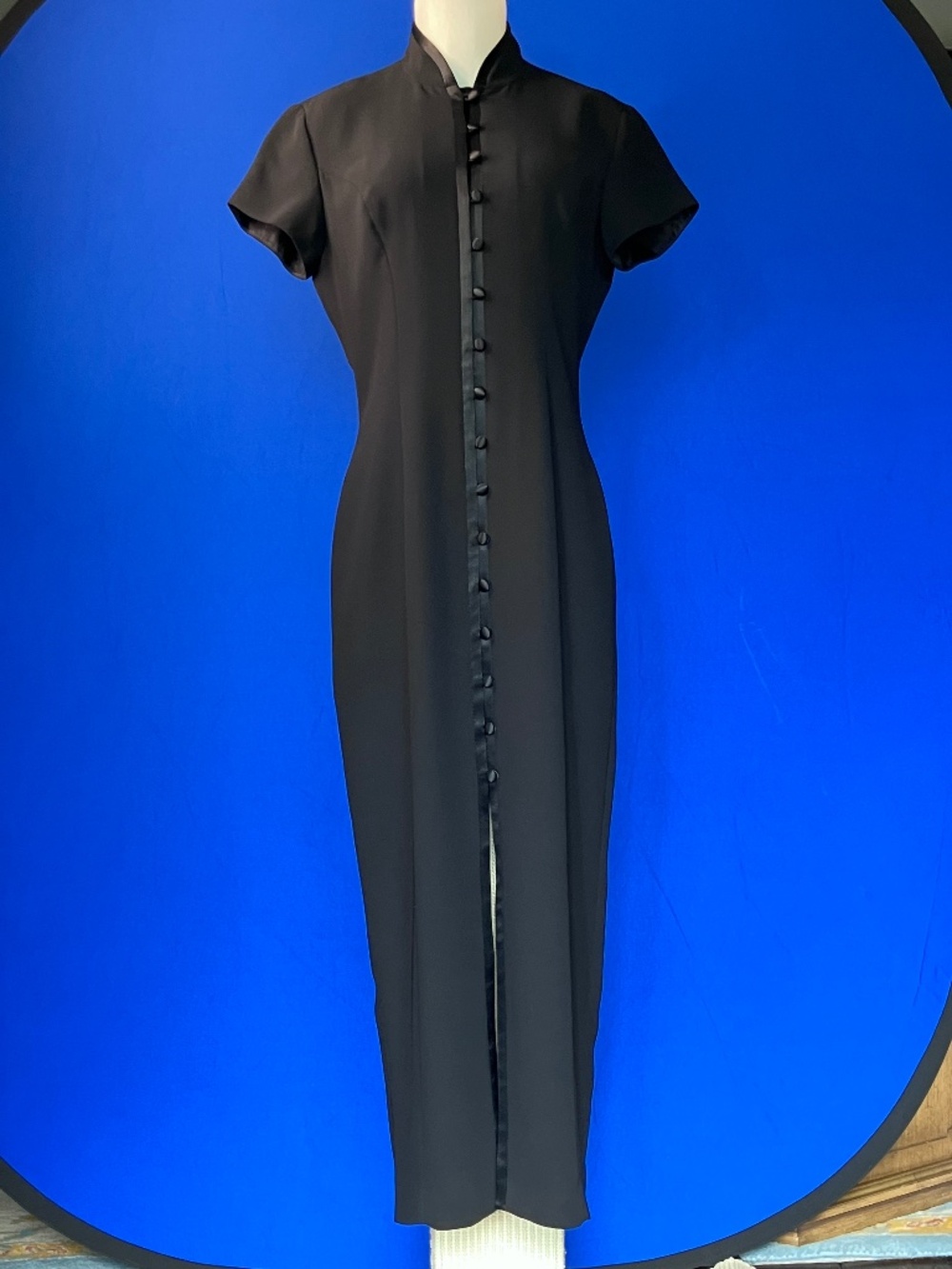 SZ 6 Jones NY Vintage Women's Maxi Dress with Mandarin Collar